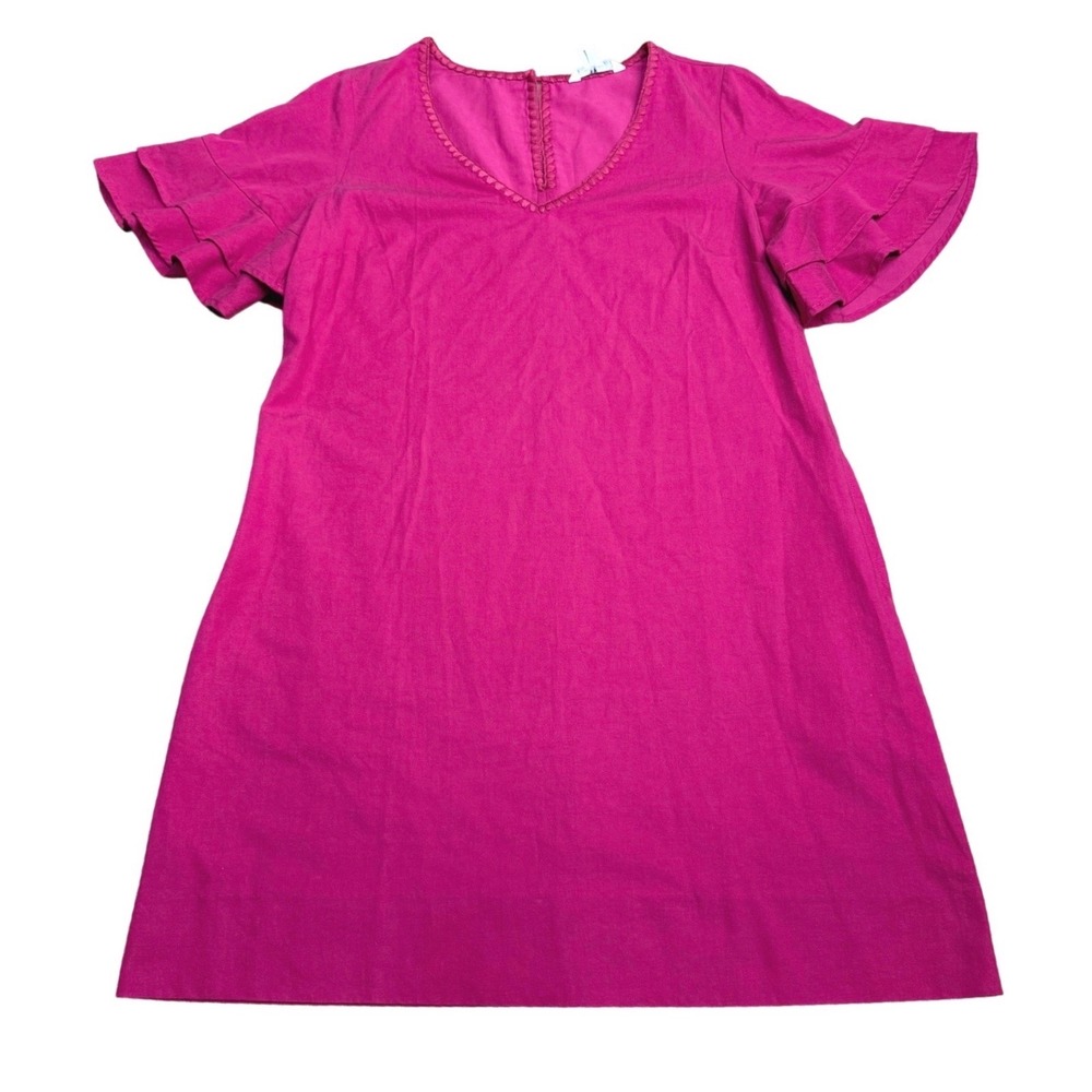 Tommy Bahama Ruffle Sleeve Shift Dress Womens‎ M Pink Resortwear Quiet Luxury